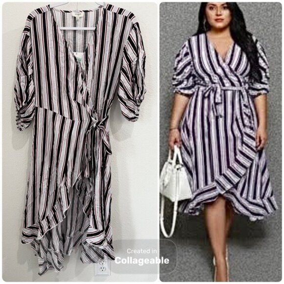 Umgee Dresses & Skirts - Umgee Ruffle Boho Mod Wrap Dress Feminine Puff Sleeve Asymmetrical Shabby Chic